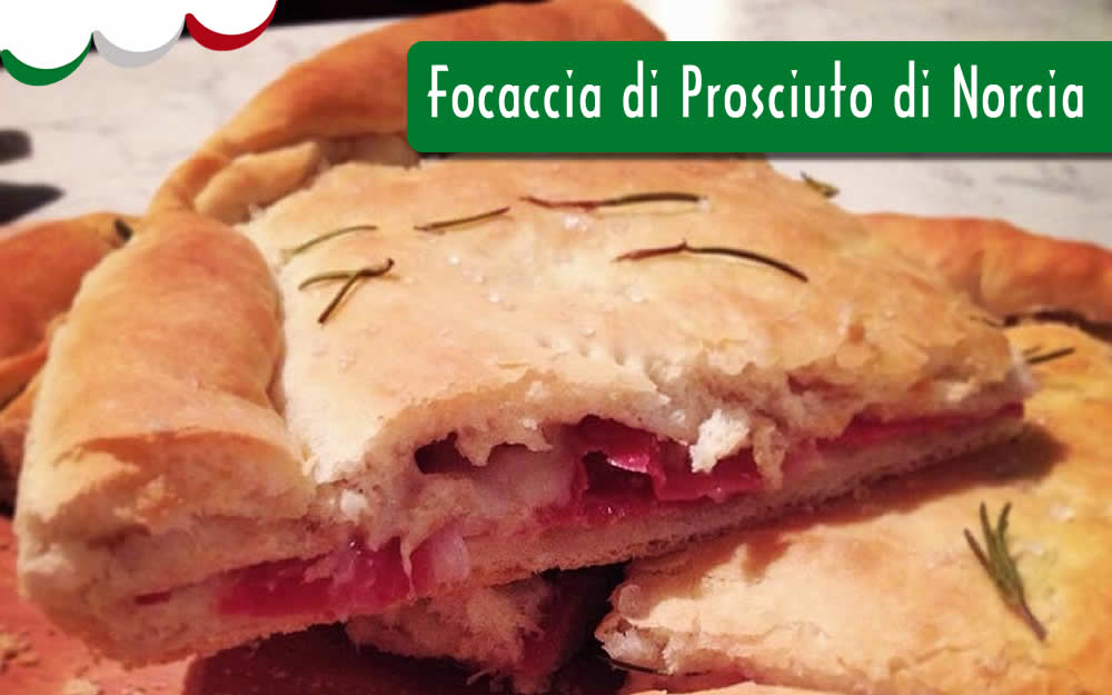 Focaccia recheada de Prosciutto di Norcia e Mozzarella