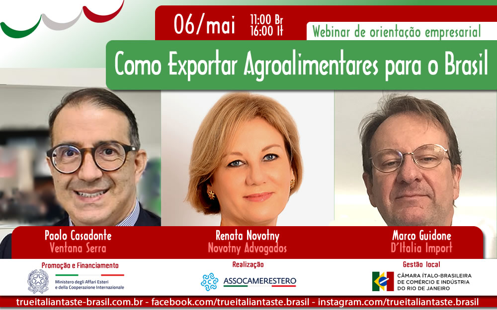 06/MAI – WEBINAR – COMO EXPORTAR PRODUTOS AGROALIMENTARES PARA O BRASIL